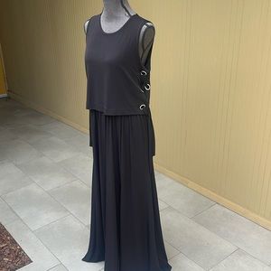 Michael Kors Long Black Maxi Dress Lace Up Sides Medium